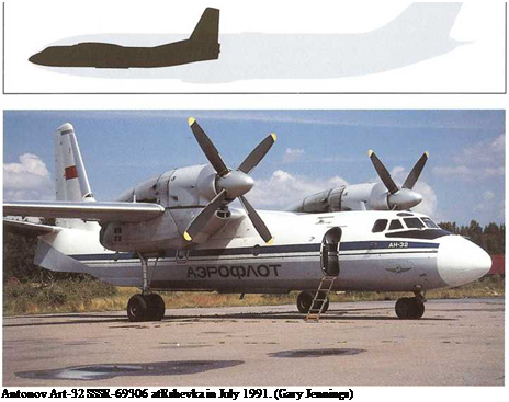 Подпись: Antonov Art-32 SSSR-69306 atRshevka in July 1991. (Gary Jennings) 