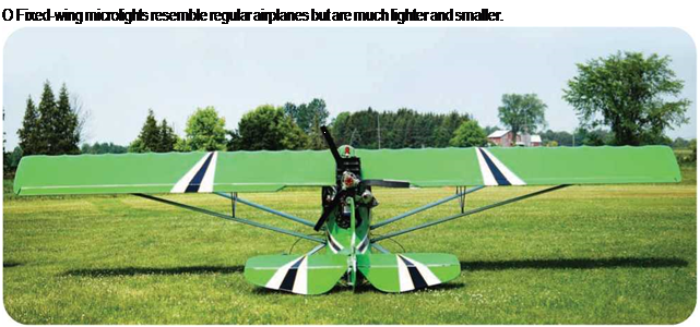 Подпись: О Fixed-wing microlights resemble regular airplanes but are much lighter and smaller. 