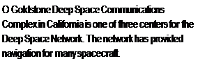 Подпись: О Goldstone Deep Space Communications Complex in California is one of three centers for the Deep Space Network. The network has provided navigation for many spacecraft.