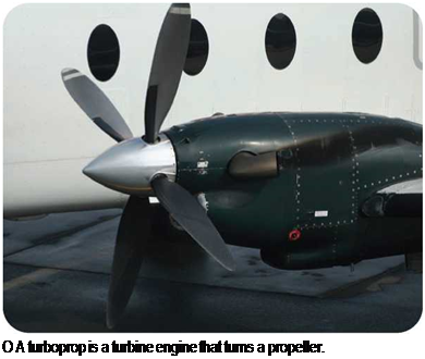 Подпись: O A turboprop is a turbine engine that turns a propeller. 