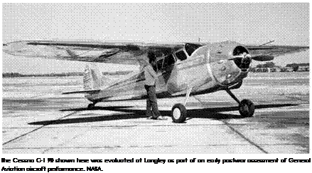 Подпись: The Cessna C-1 90 shown here was evaluated at Langley as part of an early postwar assessment of General Aviation aircraft performance. NASA. 