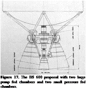 Подпись: Figure 17. The BS 600 proposal with two large pump fed chambers and two small pressure fed chambers. 