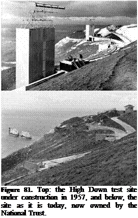 Подпись: Figure 81. Top: the High Down test site under construction in 1957, and below, the site as it is today, now owned by the National Trust. 
