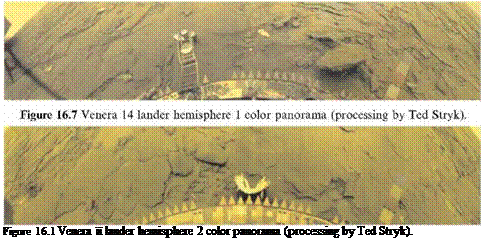 Подпись: Figure 16.1 Venera її lander hemisphere 2 color panorama (processing by Ted Stryk). 