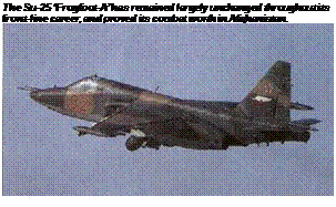 Подпись: The Su-25 ‘Frogfoot-A’ has remained largely unchanged throughout its front-line career, and proved its combat worth in Afghanistan. 