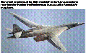 Подпись: The small numbers of Tu-160s available to the Russian airforce restricts the bomber’s effectiveness, but it is still a formidable warplane. 