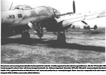 Подпись: Heavy losses and increasing demands at the front compelled the Luftwaffe to halt its organized bomber offensive against Moscow. This He 111 from KGr 100 barely managed to return to base with heavy damage from hostile fire. Between August and November 1941, KGr 100, which was normally allotted about forty He 111s, registered fourteen of its bombers as total losses and another five as seriously damaged. These losses are comparable to the unit’s losses during the Battle of Britain a year earlier. (Photo: Batcher.) 
